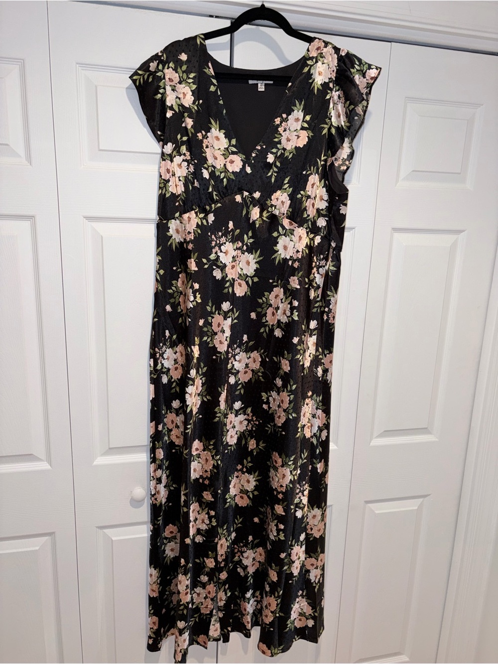 Old Navy Black Maxi Dress with Pink Floral Print